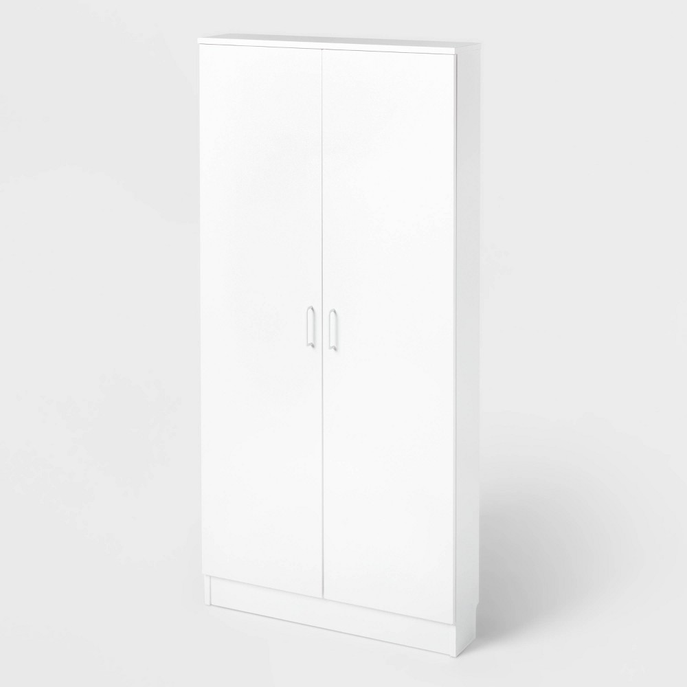 Photos - Wardrobe Wall Mounted Shallow Storage Cabinet White - Brightroom™: 2-Door Armoire,