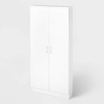 Wall Mounted Shallow Storage Cabinet White - Brightroom™: 2-Door Armoire, Laminated Particle Board, Includes Mounting Hardware