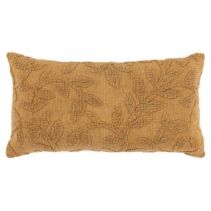 HomeRoots 14" X 26" Pumpkin Cotton Lumbar Throw Pillow With Texture - 1 of 4