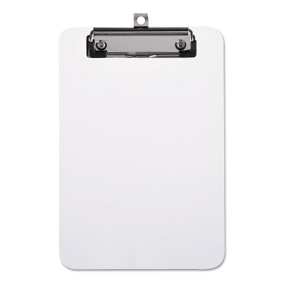 UNIVERSAL Plastic Clipboard with Low Profile Clip 1/2" Capacity Holds 5 x 8 Clear 40312