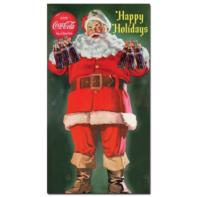 Trademark Fine Art -Coke Santa Holding 6 pack of Coca Cola 13 x 24 Inches