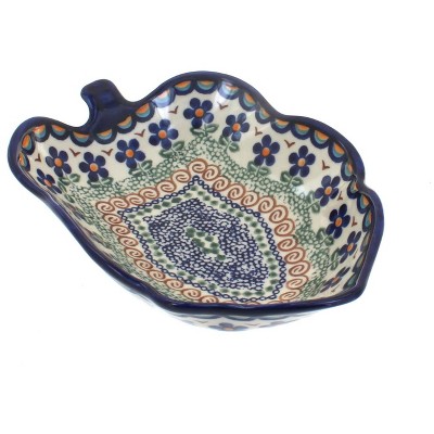 Blue Rose Polish Pottery Aztec Flower Small Leaf Bowl