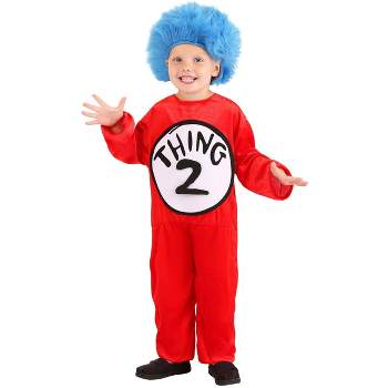 HalloweenCostumes.com X Small   Dr. Seuss Thing 1 and Thing 2 Costume for Toddlers 2T/4T., Red