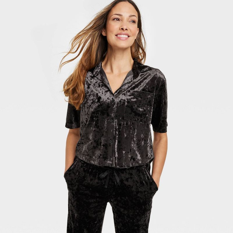 Women's Luxe Velour Pajama Set - Stars Above™, 3 of 8