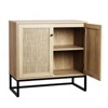 Sideboard Buffet Cabinet with Storage, Boho Rattan Storage Cabinet, Entryway Accent Table Kitchen Cupboard - 3 of 4