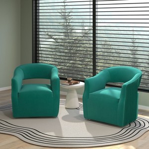 SEYNAR Modern Glam Velvet 360 Degree Swivel Open-Back Accent Armchair Set of 2 - 1 of 4