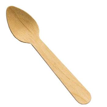 Perfect Stix Green Spoon 110mm Birchwood Compostable Cutlery Taster Spoon with Concave, 4-1/2" Length (Pack of 100)