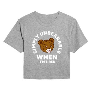 Women's - Instant Message - Tired Simply Unbearable Cropped Graphic T-Shirt - 1 of 4