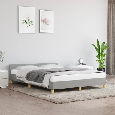 vidaXL Bed Frame with Headboard Light Gray 53.9 in.x74.8 in. Full Fabric