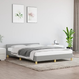 vidaXL Bed Frame with Headboard Light Gray 53.9 in.x74.8 in. Full Fabric - 1 of 4