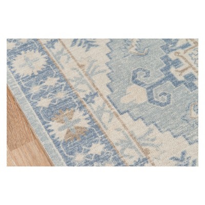 Anatolia Blue and Beige Wool Runner Rug