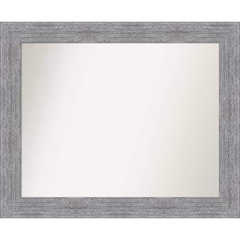 33" x 27" Non-Beveled Bark Rustic Gray Wall Mirror - Amanti Art