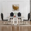 Modern 70'' Faux Marble Dining Table with Silver Stainless Steel Base, Large Rectangular High Gloss Table for Kitchen or Dining Room – The Pop Home - 3 of 4