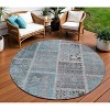 Teal Blue Aqua And Beige Patchwork Washable Indoor Outdoor Area Rug - 2 of 4