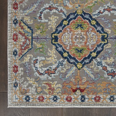 Gray and Multicolor Synthetic 4' x 6' Hand-knotted Area Rug