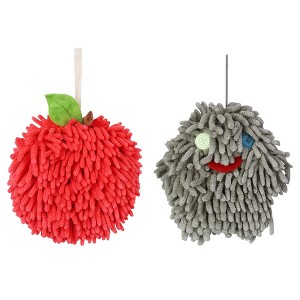 REGALWOVEN 2 Pcs Cute Comfortable Soft Absorbent Chenille Fuzzy Hand Towel - 1 of 4