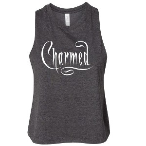 Women's Charmed Simple Logo Graphic Racerback Tank - Heather Charcoal - Small - 1 of 2