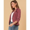 Allegra K Women's Striped 3/4 Sleeves Open Front Casual Notched Lapel Blazer - 3 of 4