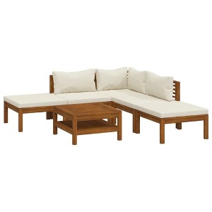 vidaXL Garden Lounge Set Cream, Natural Wood - 1 of 4