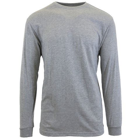 Мужские футболки Galaxy By Harvic Men's Cotton-Blend Long Sleeve Crew Neck Tee - Heather Grey, 2XL