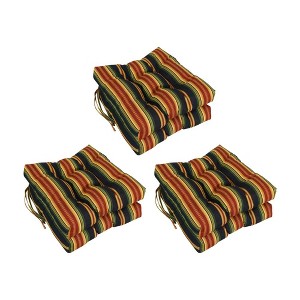 Blazing Needles, 16-inch Spun Polyester Patterned Outdoor Square Tufted Chair Cushions (Set of 6) - 1 of 2