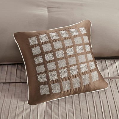 Trinity Taupe 7-Piece Polyester Charmeuse Queen Comforter Set
