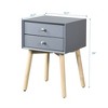 15.75"Side Table with 2 Drawer and Rubber Wood Legs, Mid-Century Modern Storage Cabinet ,White - 4 of 4