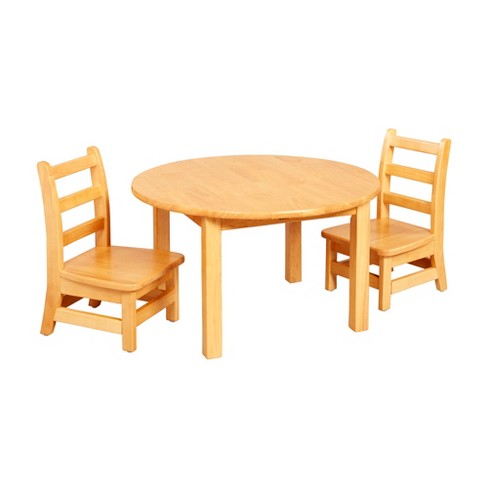 Ecr4kids 30in D Round Hardwood Table With 16in Legs And Two 8in Chairs ...