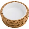 Saleen Round Wicker Basket with Porcelain Bowl Insert - Elegant Beige Accent, SMALL - 2 of 4