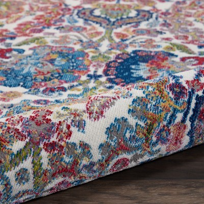 Vintage Floral Charm Off-White 72'' Round Synthetic Area Rug