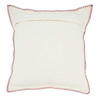 White and Red Whip Stitched Square Throw Pillow, 20x20