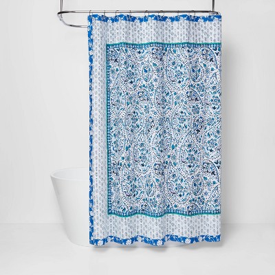 Bandana Print Shower Curtain Blue, How To Print On Shower Curtains