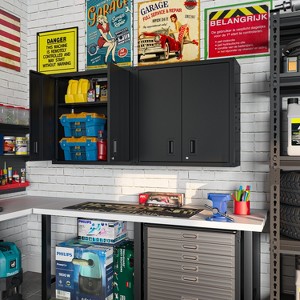 TinyHomie Wall-Mounted Garage Storage Cabinet with Lockable Doors and Adjustable Shelves, Durable Metal Hanging Tool Cabinet for Utility Rooms - 1 of 4