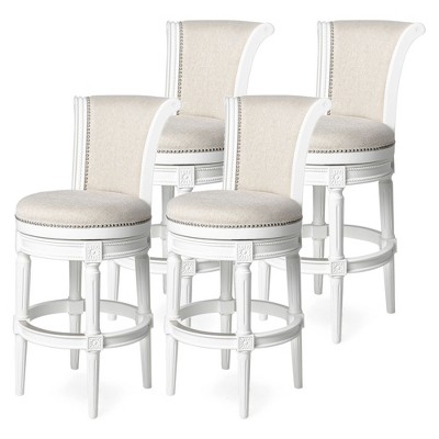 Maven Lane Wooden Swivel Upholstered Kitchen Stool, Set of 4