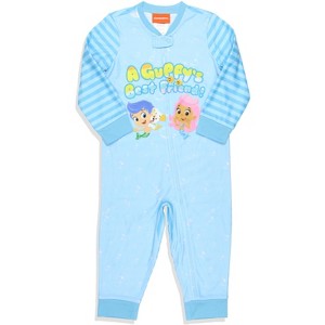 Nickelodeon Toddler Boys' Bubble Guppies Union Suit Footless Sleep Pajama Turquoise - 1 of 3