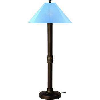 Patio Living Concepts Catalina Floor Lamp 39687 with 3 bronze body and sky blue Sunbrella shade fabric