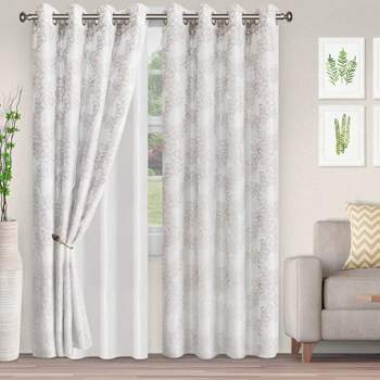 Lightweight Floral Embroidered Semi-Sheer 2-Piece Curtain Panel Set with Stainless Grommet Header - Blue Nile Mills