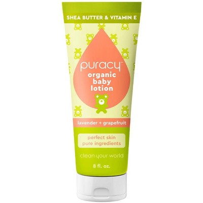 Image of Puracy Perfect Skin, Pure Ingredients Organic Baby Lotion - Calming Eczema Moisturizer - Natural Lavender & Grapefruit - 8 fl oz