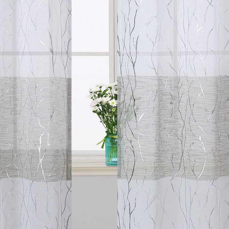 Silver Tree Branch Pattern Semi Sheer Curtains, 2 of 7