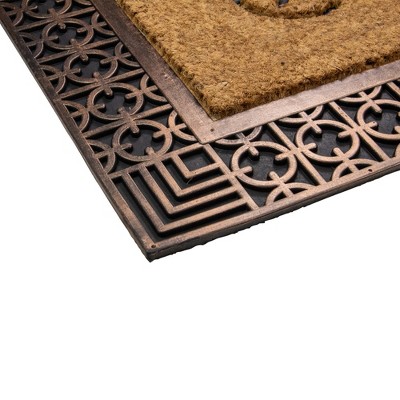 Gold and Natural Coir Rectangular Welcome Doormat