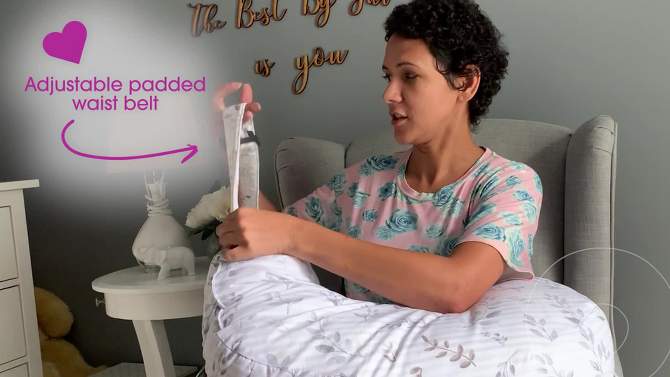 Boppy Best Latch Nursing Pillow - Gray Leaf Stripe, 2 of 8, play video