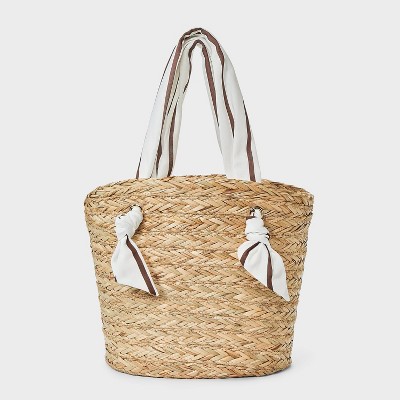 Scarf Basket Tote Handbag - A New Day™ Cream/White