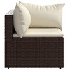 vidaXL Modular Patio Corner Sofa - PE Rattan, Weather-Resistant, Powder-Coated Steel Frame, Brown with Cream White Cushions - 4 of 4