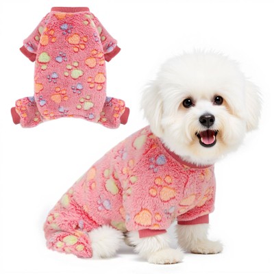 Paaaawaters Dog Fuzzy Velvet Pajamas, Dog Winter Clothes for Small Dogs Boy Girl, Pet Jumpsuit, Doggy Apparel