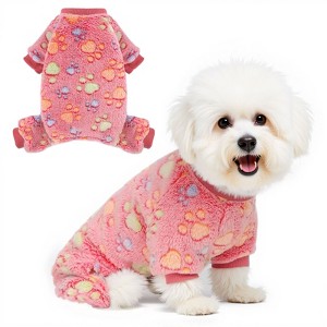 Paaaawaters Dog Fuzzy Velvet Pajamas, Dog Winter Clothes for Small Dogs Boy Girl, Pet Jumpsuit, Doggy Apparel - 1 of 4