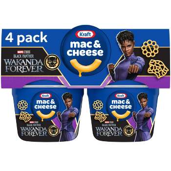 Kraft Mac and Cheese Easy Microwaveable Dinner with Black Panther Wakanda Forever Shapes - 7.6oz/4ct