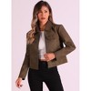 Allegra K Women's Faux Leather Zip Up Long Sleeve Vintage Moto Biker Jackets - 4 of 4