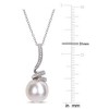 EVERLY JEWELRY | Sterling Silver 11-12mm Cultured Freshwater Pearl and Diamond Accent Swirl Drop Pendant with Chain, 18" - 2 of 4