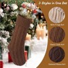 3 Pack Farmhouse Stockings Large 18 Rustic Knit Holiday Decor Brown White Neutral Tones Fireplace Mantel Family Dcor - 2 of 4