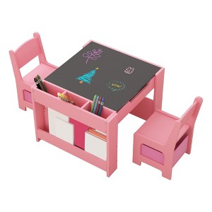 4-in-1 Activity Table Set with Detachable Tabletop, Table Set with Drawers and Bookshelf, Multifunctional Toddler Furniture for Drawing, Reading - 1 of 4